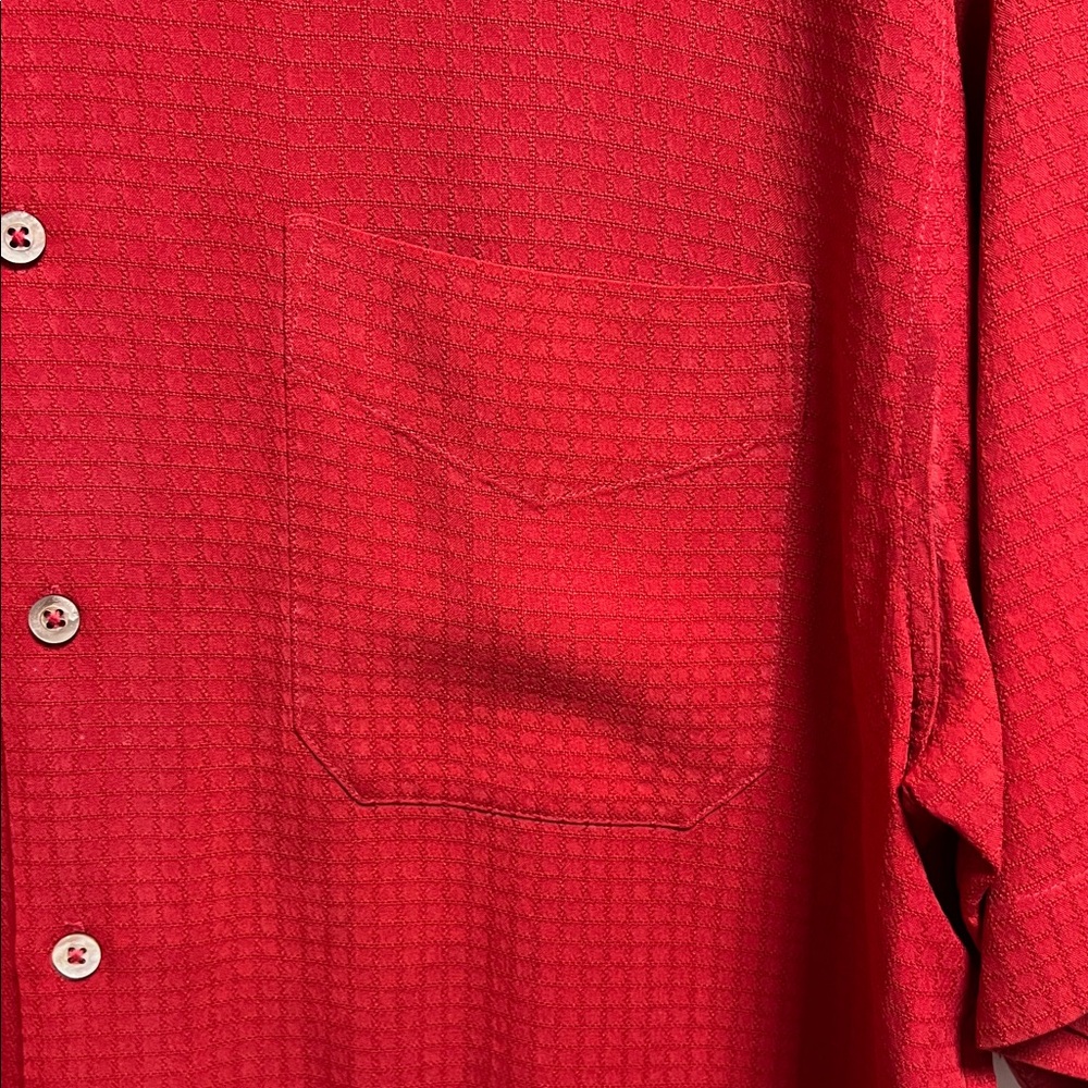 Johnston & Murphy 100% Silk Red Casual Button Down Shirt - Picture 6 of 8